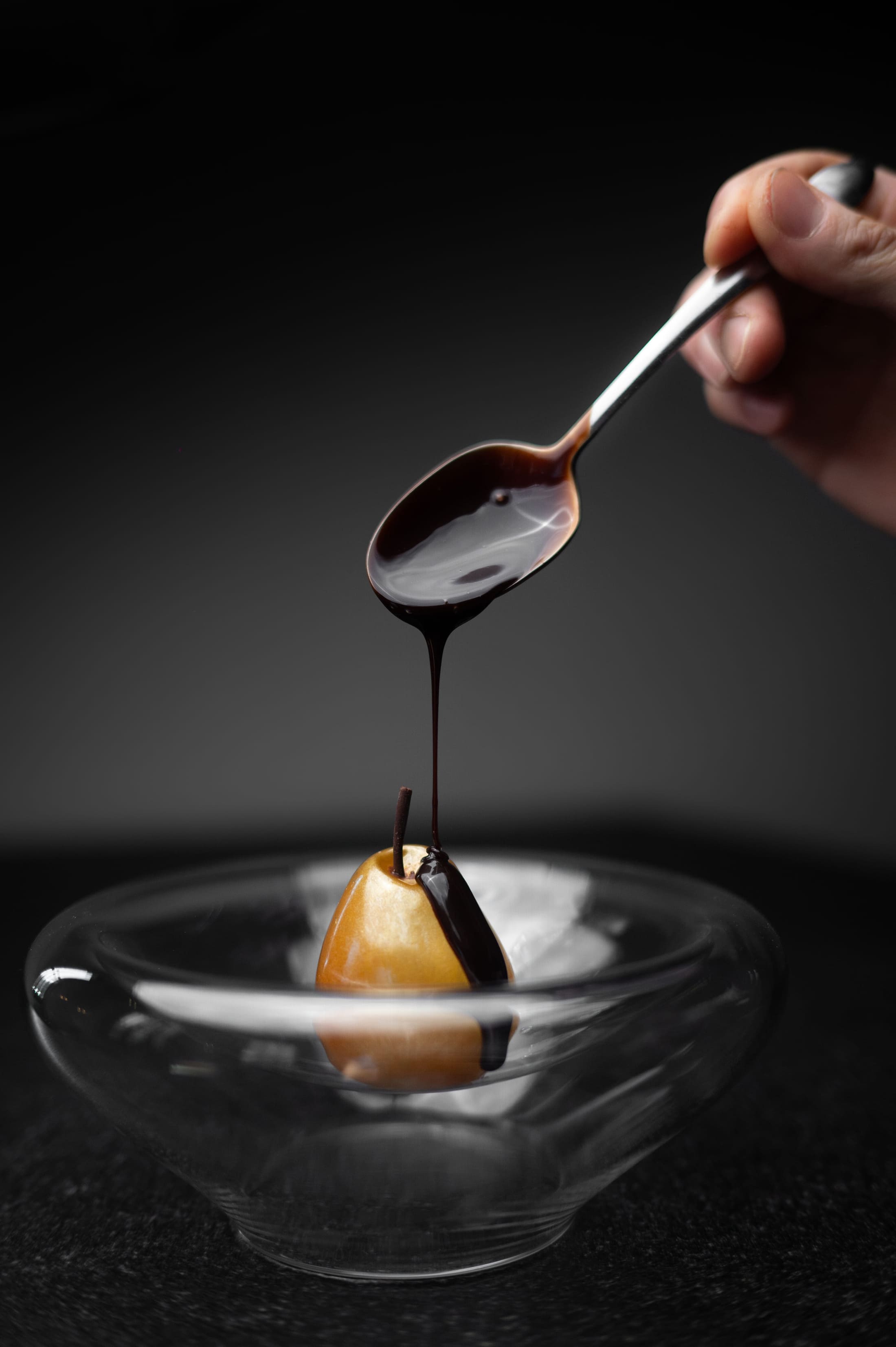 Pear-shaped chocolate dessert